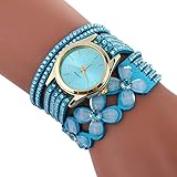 Hswt Damen Armbanduhr Armband Quarzbewegung Diamant Montage Trend Wickel Gelenk Quarzuhr Armband Mode Freizeit Ball Armbanduhr,Blue