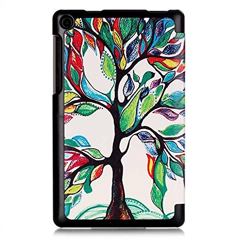 Schutzhülle für Lenovo Tab 3 710F – Utra Slim Ledertasche Flip Case Cover Hüllen Tasche für Lenovo Tab 3 710F / Tab 3 7 Essential (7 Zoll) Tablet Lederhülle Etui mit Standfunktion (#2 Bunte Baum) - 3