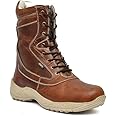ASM Bikers boots with side chain : High ankle rugged leather boots for men for Trekking, Hiking, Driving with memory foam footpad & high performance rubber sole. 703C-Brown