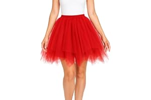 JClorix Falda de Tul Tutu Corta Petticoat Enagua Mini Falda con Cintura elástica para Mujer – Carnaval Halloween Boda Baile Cosplay Rockabilly Fiesta Noche Despedida