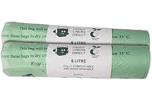 CADDY LINERS DIRECT 6 Litre x 104 BioBag Compostable Biodegradable Kitchen Food Waste Caddy Bin Liner Bags - Certified EN13432 (6L-100)