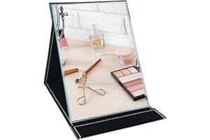 UMI. Miroir de Maquillage Miroir Pliable Portable avec Support,Coiffeuse,Bureau,Voyage- À Poser sur Un Meuble, 17 x 23,6 cm