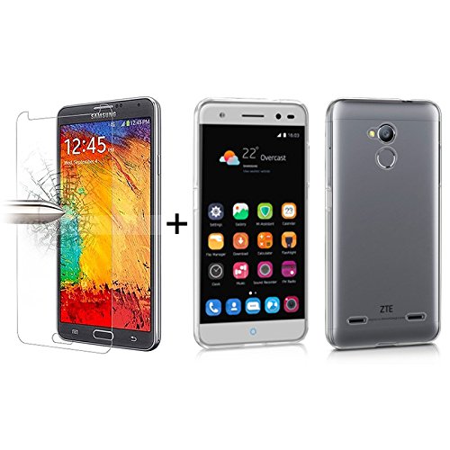 TBOC Pack  Funda de Gel TPU Transparente   Protector Pantalla Vidrio Templado para ZTE Blade V7 Lite  5 0 Pulgadas   Funda de Silicona Ultrafina y Flexible  Protector de pantalla Resistente a Golpes  Ca  das y Ara  azos 