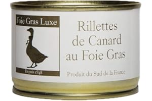 Rillettes de Canard au foie gras - 160g - Produit à la Ferme Origine Landes France - prêt à Déguster Foie Gras Luxe.