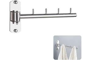 KRISFD Gancio In Appendiabiti Pieghevole Asta Appendiabiti Pieghevole Montaggio a Parete Portasciugamani Gancio Con Braccio Girevole Per Lavanderia, Camera Da Letto, Bagno, Balcone