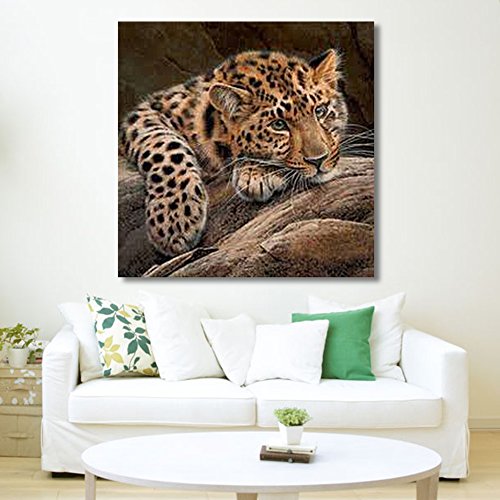 Amazingdeal365 Motiv-Leopard 5D DIY Diamond Stickerei Malerei Kreuzstich für Balkon,Terasse,Café,Kinderzimmer,Wohnzimmer, Schlafzimmer, Arbeitszimmer usw. - 3