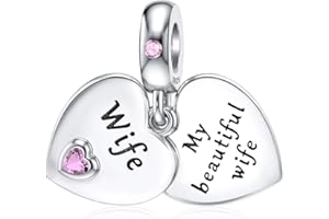 Dalaran Sterling Silver Heart Charm for Pandora Mum, Sister, Daughter, Wife - Family Dangle Charm