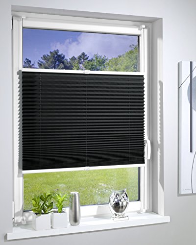 DecoProfi PLISSEE anthrazit/schwarz, verspannt, Breite 80cm x 220cm (max. Gesamthöhe Fensterflügel), mit Klemmträger / Klemmfix / ohne Bohren