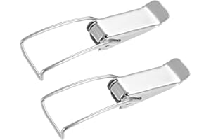 sourcing map Stainless Steel 201 Spring Loaded Draw Toggle Latch Catches Hasp, Pack of 2 (86mm / 3.39" Length)