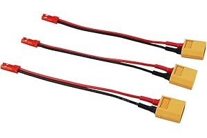 OliYin 3pcs Adattatore da connettore Maschio XT60 a Maschio JST Adattatore da 3,9 Pollici per Caricabatterie da 20awg Phantom Resistente (Confezione da 3)