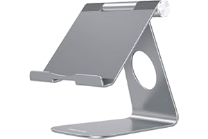 OMOTON Support Tablette, Dock Réglable pour iPad Pro 2022, iPad Pro 11, 12.9, iPad Air 3 4 5, iPad Mini 4 5 6, Samsung Tab, Switch, Tablettes jusqu'à 12.9 Pouces, Support iPad Aluminium, Gris