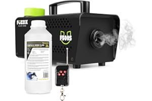 Fuzzix F500S Party Smoke Machine & Wireless Remote Control with BeamZ ECO Fog Fluid 1L - Compact 500W Fog Machine DJ Party Halloween Mist Effects