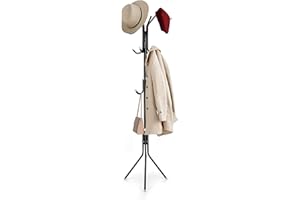 NONE MANUFACTUER Coat Rack 175cm Coat Rack Stand with 12 Hooks Metal Clothes Stand Rack Hat Jacket Hanger for Bedroom Freestanding Clothes Holder Rack for Home Hallway Entryway NO Tools Required Black