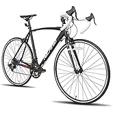 Hiland 28 Zoll Rennrad, 700c Gravelbike Fahrrad mit 14 Gang, 50/55/60cm Herrenrad Damenfahrrad, Schwarz/Weiß