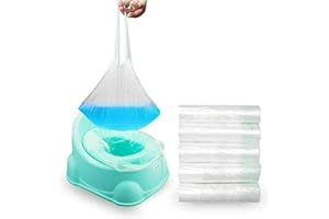 WeforU Travel Potty Liners, 50 Pcs/Pack Kids Portable Potty Trainer Liners Disposable Traning Toilet Seat Bin Bags with Drawstring (17.32" x 9.45"Inch)
