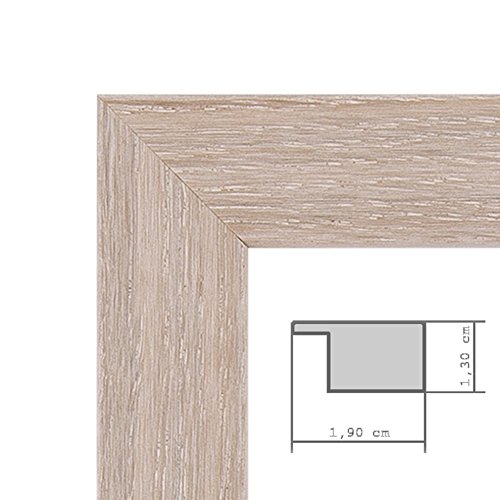 Wand-Spiegel 43×63 cm im Holzrahmen Sonoma Eiche Hell Modern / Spiegelfläche 40×60 cm - 5