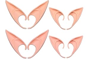 AniSqui Elf Ears Tip, 4 Pairs Latex Pixie Ears Adult, 12cm & 10cm Prosthetic Pointy Cosplay Accessories for Halloween Party Cosplay Accessories