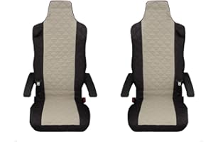 TEXMAR Lot de 2 Housses de siège pour Renault T, Renault C, Noir et Beige