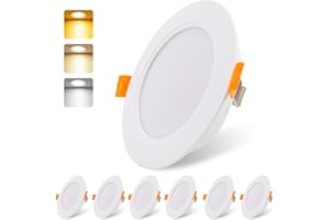 DA LIGHT Wbudowane reflektory LED 230 V, płaskie 9 W, zestaw 6 sztuk, oświetlenie LED do zabudowy, reflektor łazienkowy 3000/4000/6000K, oświetlenie sufitowe IP54 do salonu, kuchni, sypialni (biały x