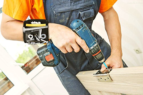 Magnetisches Armband Magnetarmband Werkzeug | mit 10 Magnet Stark Zugkraft | Leicht Angenehm Tragen | für Nägel Schrauber Bohrer Magnetische Pickup-Kit Handgelenk Band - 6