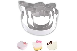 DIKARIYA Anillo de Pastel, Aro para Tartas, 10/15/20CM Anillos para Tartas, Acero Inoxidable Anillo Reposteria y Pasteleria Pasteles Galletas para Hacer Tartas de Crema y Motivos (Gato)