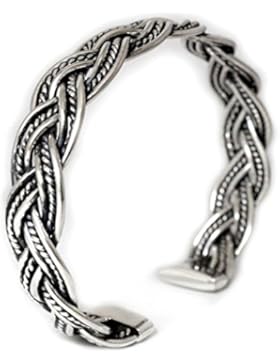 WINDALF Wikinger Armreif RAGNAR Ø 6.3 cm Wikinger Schmuck mit Zopfmuster 925 Sterlingsilber