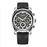 XINLEE Männer Quarzuhr Zeiger Zeigen Lederband hohlen Oberfläche wasserdicht Leuchttisch, 004