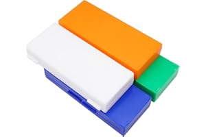 Yuecheng BREUAILY Caja de almacenamiento para portaobjetos de microscopio, plástico, caja de almacenamiento para 50 portaobjetos, hogar, escuela, herramientas de iluminación, azul, naranja, blanco,