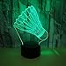 Produktbild 3D Nachtlicht 7 Farbwechsel Touch Control Schreibtischlampe Badminton Kreative Tischlampe Dekoration Geschenk