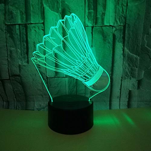 Preisvergleich Produktbild 3D Nachtlicht 7 Farbwechsel Touch Control Schreibtischlampe Badminton Kreative Tischlampe Dekoration Geschenk