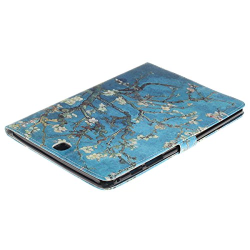 Galaxy Tab A 9.7 Hülle,Ukayfe Blau Plum Blossom Blumen Painted Schutzhülle fur Galaxy Tab A 9.7 SM-T550 Ledertasche Lederhülle Smart Case Cover,[Bunt Muster Design] Kunstleder Tasche PU Leder Schutzhülle Brieftasche Etui Schale Hülle for Galaxy Tab A (9.7 Zoll) SM-T550 mit 1 x Schwarze Eingabestift - 4