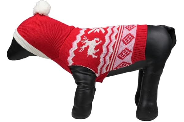 Lulala Printed Dog Hoodie Pet Clothes Sweater with Hat, Casual Sports Hoodie Sweatshirt for Smal Dogs (Red, 16 Inch)
