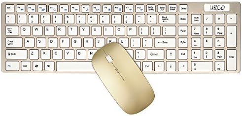 Keyboard &amp; Mouse Combos, URCO Ergonomic Low-noise Aesthetically Pleasing Portable 2.4GHz Wireless Keyboard and Mouse Set for Gaming and Working (Luxurious Gold)