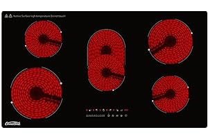 COVERCOOK 90cm Ceramic Hob, 5 Zones Hot Plate Burners Built-in Electric Cooktop with Dual Oval Zone, 8400W, Touch Control, Child Lock, 9 Power Levels, Black