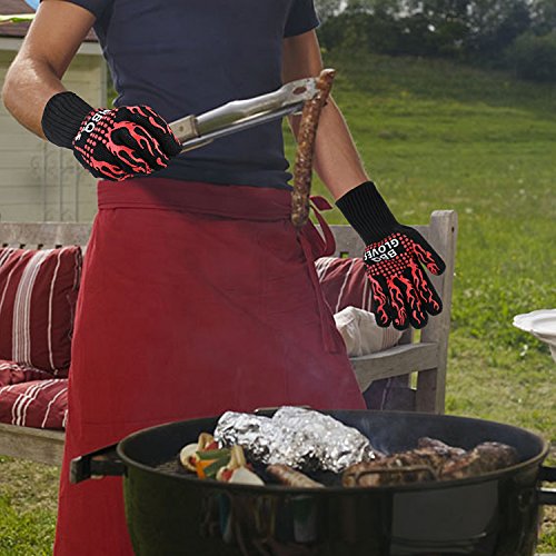 Grillhandschuhe Vikeepro Ofenhandschuhe( 2er Set )bis zu 500°C hitzebeständig Lange Unterarmschutz Backhandschuhe Topfhandschuhe mit Kostenlosen Silikon Topfhalter - 7