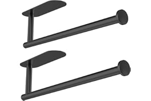 VILCEN Portarrollos de Cocina sin taladrar, Soporte Papel Higienico Porta Rollos Papel Cocina Pared Adhesivo o Taladro, Soporte Rollo Papel Cocina (Black)