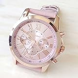 redcrest (TM) Gold Frauen Kleid Uhren Herren Luxus Armband Geneva römischen Ziffern Kunstleder Analog Quarz Handgelenk Uhren Stahl Uhren