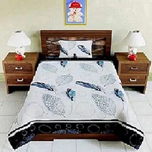 Cotton Villas 3D Printed Microfiber for Single bedsheet for Single Bed Punkh with 1 Pillow Cover Microfiber and Cotton Mix Color White (88 X 60 inch )