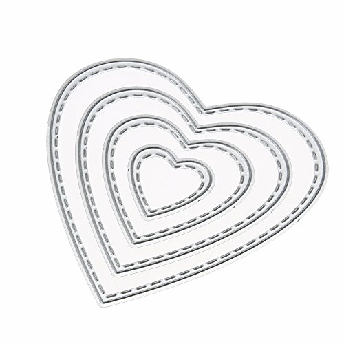 Amazingdeal365 4 PCS Herz Metall Form Schablonen Schneiden DIY Dekor Sammelalbum Karten Buchzeichen Lesezeichen als Geschenk für Freunde Geburtstag Kinder,Kindergarten Hobby Schule Handarbeit Unterricht usw. Ein tolles Geschenk! - 2