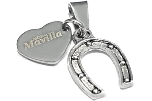 MODA MavillA Ciondolo acciaio ciampa cavallo portafortuna e cuore. Made in Italy. bracciale in acciaio emozionale - frasi, pensieri, parole con charms - ciondolo pendente scaramantico