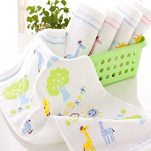 Accessori bagno ZHFC ZHFC Water absorbent towels bilayer fabric printing children's washcloth gift creative towels 25*50,Printed Giraffe,25*50