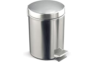 Rocada - Papelera con Pedal de Acero Inoxidable, 3L de Capacidad, Interior Extraíble, Cubo de Basura, Cierre Caída Amortiguada, Medidas 17 x 26 x 17 cm
