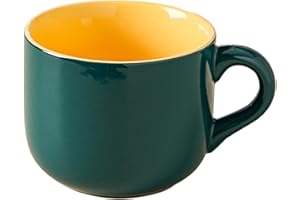 TUYINES Filiżanka do kawy, duża, 600 ml, ceramiczna filiżanka do kawy, 600 ml, duża filiżanka do musli z uchwytem, kubek do herbaty, porcelanowy, duży kubek do cappuccino XXL