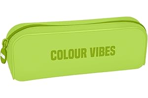 DOHE - Simple Silicone Pencil Case - 1 Zippered Compartment, Multipurpose Rectangular Pencil Case, Soft Touch, 20x6x8 cm - Colour Vibes