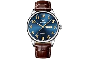 OLEVS Mens Watch, Stainless Steel Analog Quartz Watches Men, Classic Arabic Numerals Men's Dress Watch, Waterproof Luminous Day Date Leather Watches for Men