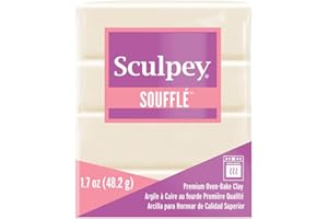 Sculpey Soufflé™ Polymer Oven-Bake Clay, Ivory, Non Toxic, 1.7 oz. bar, Great for jewelry making, holiday, DIY, mixed media and more! Premium light-weight oven bake clay.