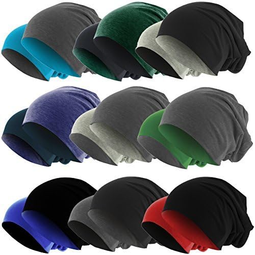 Slouch Long Beanie Reversible Knitted cap 2 in 1 Winter hat in 48 Colors