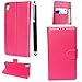 Produktbild Sony Xperia XA Hülle , [ Plain Pink Book ] Kunstleder Tasche PU Schutzhülle Tasche Leder Brieftasche Hülle Case Cover + Gratis Universal Eingabestift