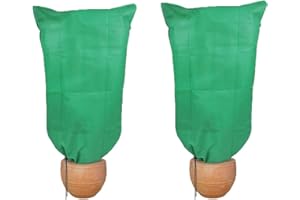 HH-LIFE 2 pièces 1x1.6m Vert Housse D'hivernage avec Cordon Housses pour Plante Sac Protection pour Plantes de Serrage et Rondelle de Noix de Coco pour Arbre Palmiers Jardin Balcon Tente 60 g/m²