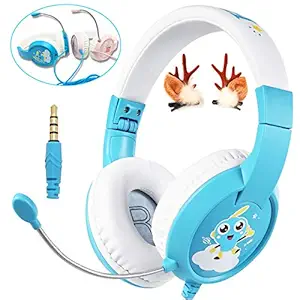 SVYHUOK Kids Headphones with Microphone Wired Gaming Headset for PS4 Xbox ONE PC, Safe Volume Limited 85db Over Ear Headband, Foldable Earphones Gift for Children Toddlers Boys Girls